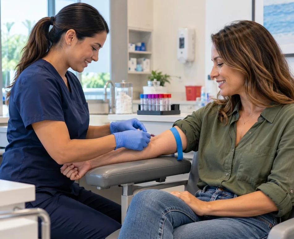 Patient getting same-day lab work at an Orlando clinic without a doctor's referral.