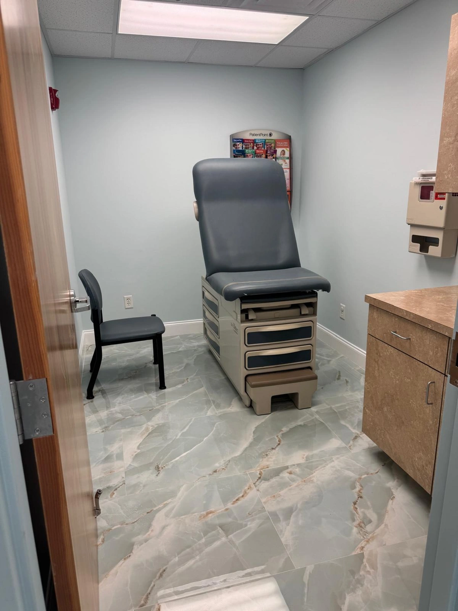 A clean, modern exam room at Premium Walk-In Clinic